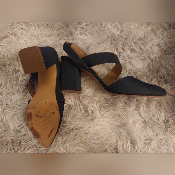 Dark Navy Blue Snakeskin Strappy Slingbacks US.6.5 (EU 37) - Picture 4 of 6